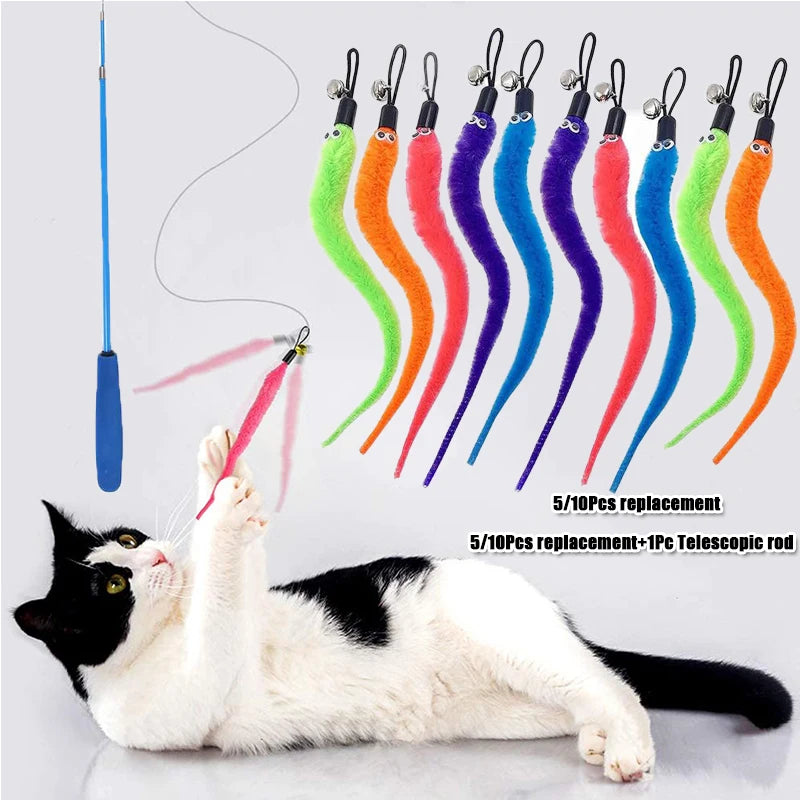 Replace Plush Cat Toy Worms, and Stick
