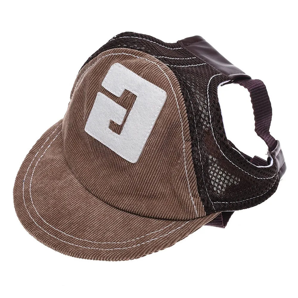 Dog Baseball Sports Hat with Adjustable Ear Holes.  Pet Hat for Small, Medium and  Large Dogs