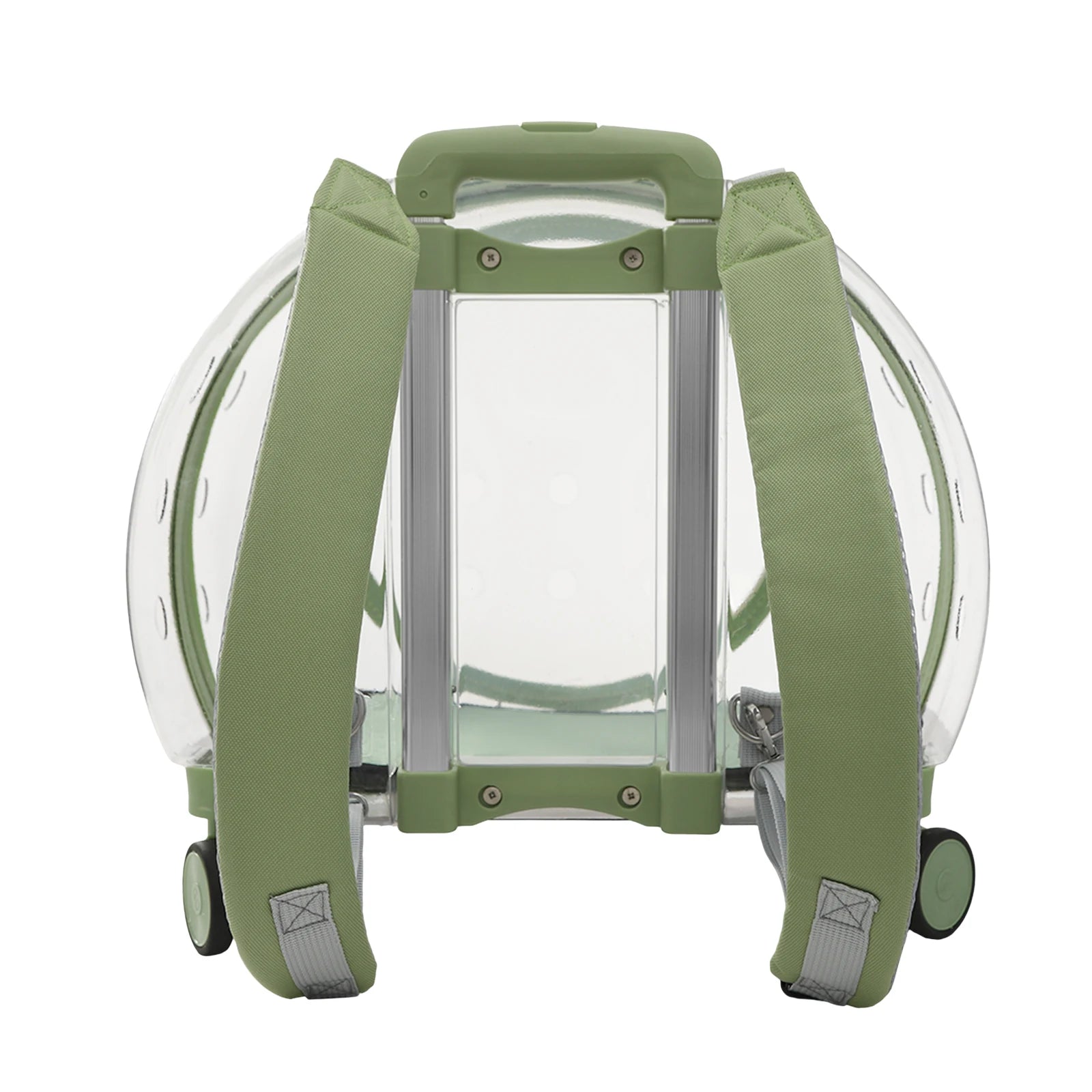 Rolling Cat Carrier with Wheels.  Telescopic Handle,  Pet Travel Bag,  Clear Bubble and Backpack for Vet Trip and Outdoors.  Cat Weight Limit 19.84 lb.