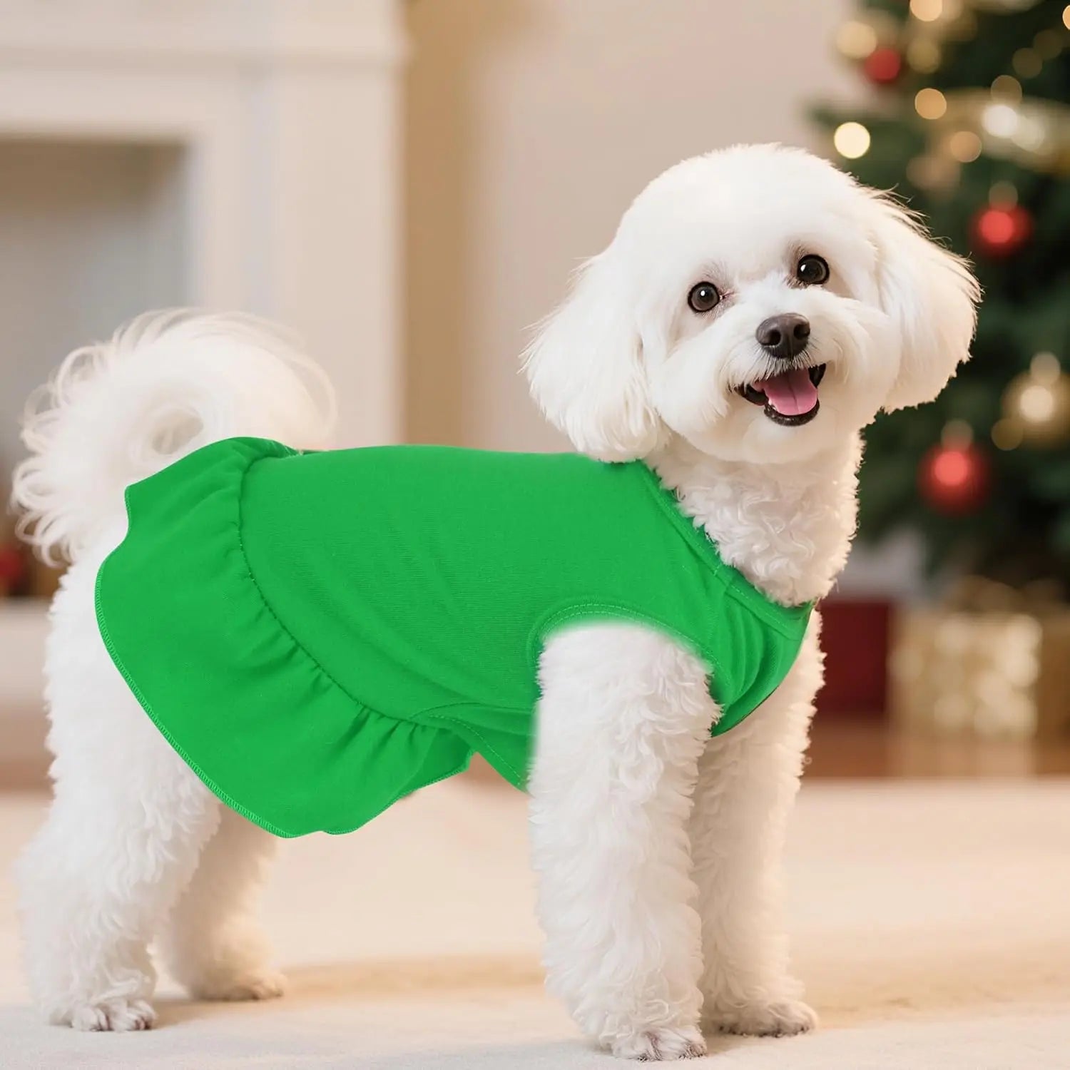 Sleeveless Solid Color Dog Dress for Small Dogs and Cats.