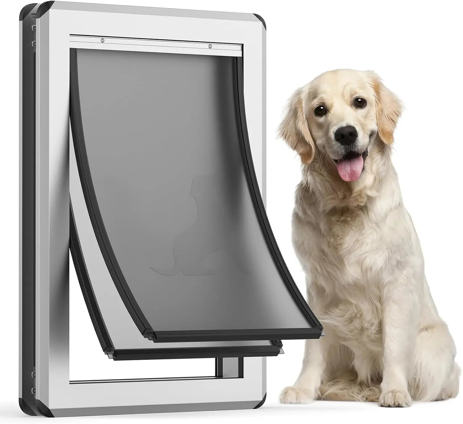 Exterior Door Application, Aluminum Frame, Rust Resistant and Energy Efficient Large Dog Door for Pets Up to 100 lb.