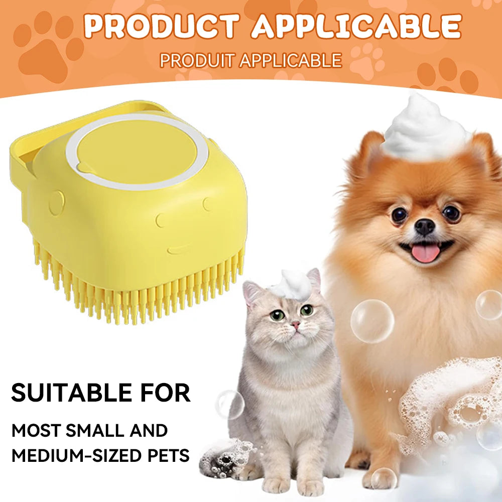 Pet Bathing Brush with Shampoo Dispenser.