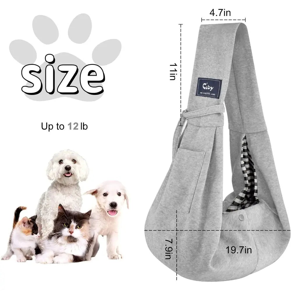 Dog and Cat Sling Carrier - Hands Free Reversible Pet Papoose Bag - Soft Pouch and Tote Design - Suitable for Puppy and  Small Dogs.