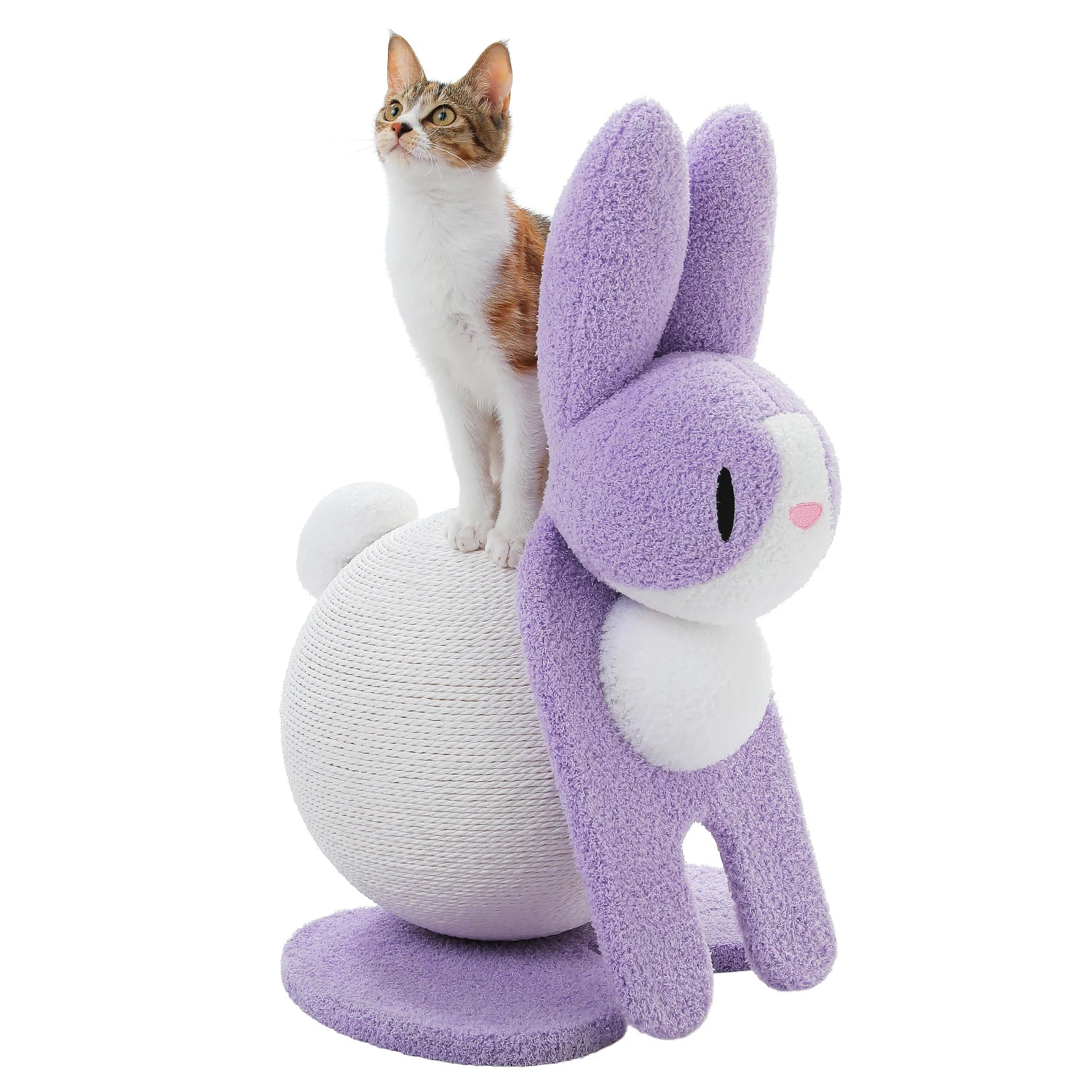 Cute Cat Scratching Posts for Indoor Kitten and Large Cat.  Ball Rabbit Cat Scratcher Toy with Paper Rope Cat Tree and Cat Toys.