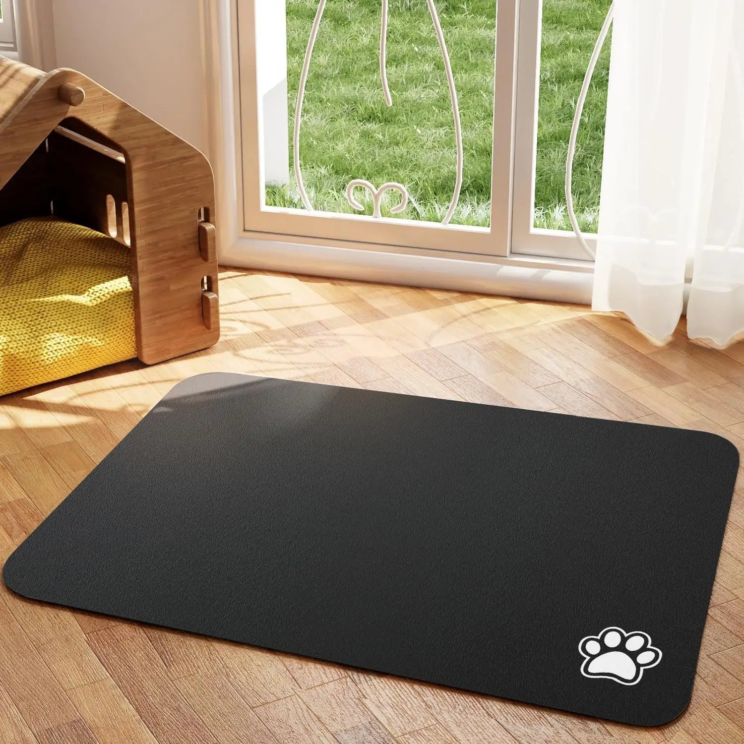 Absorbent Pet Feeding Mat for Dog and Cat Food and Water.