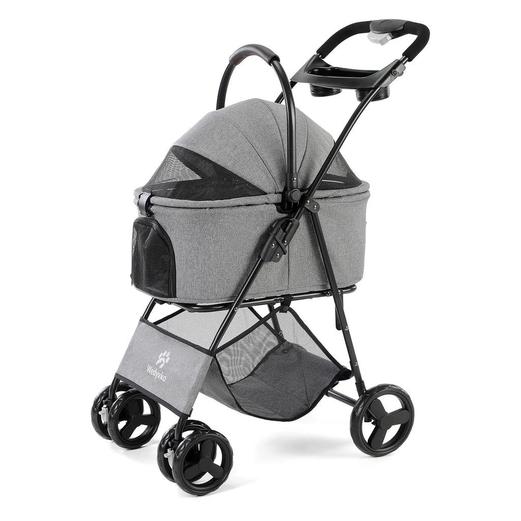 Pet Stroller with Removable Carrier, Folding Stroller for Dogs and Cats.