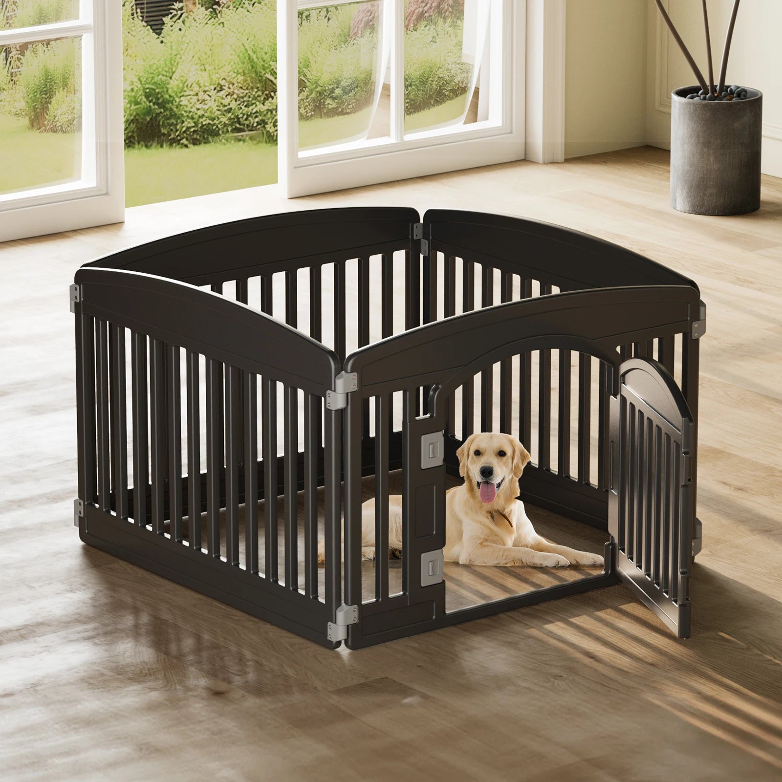 Plastic Dog Playpen 24 IN for Medium Dogs Indoor/Outdoor Folding Portable Puppy Playpen.