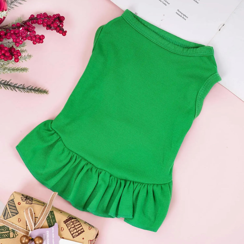 Sleeveless Solid Color Dog Dress for Small Dogs and Cats.