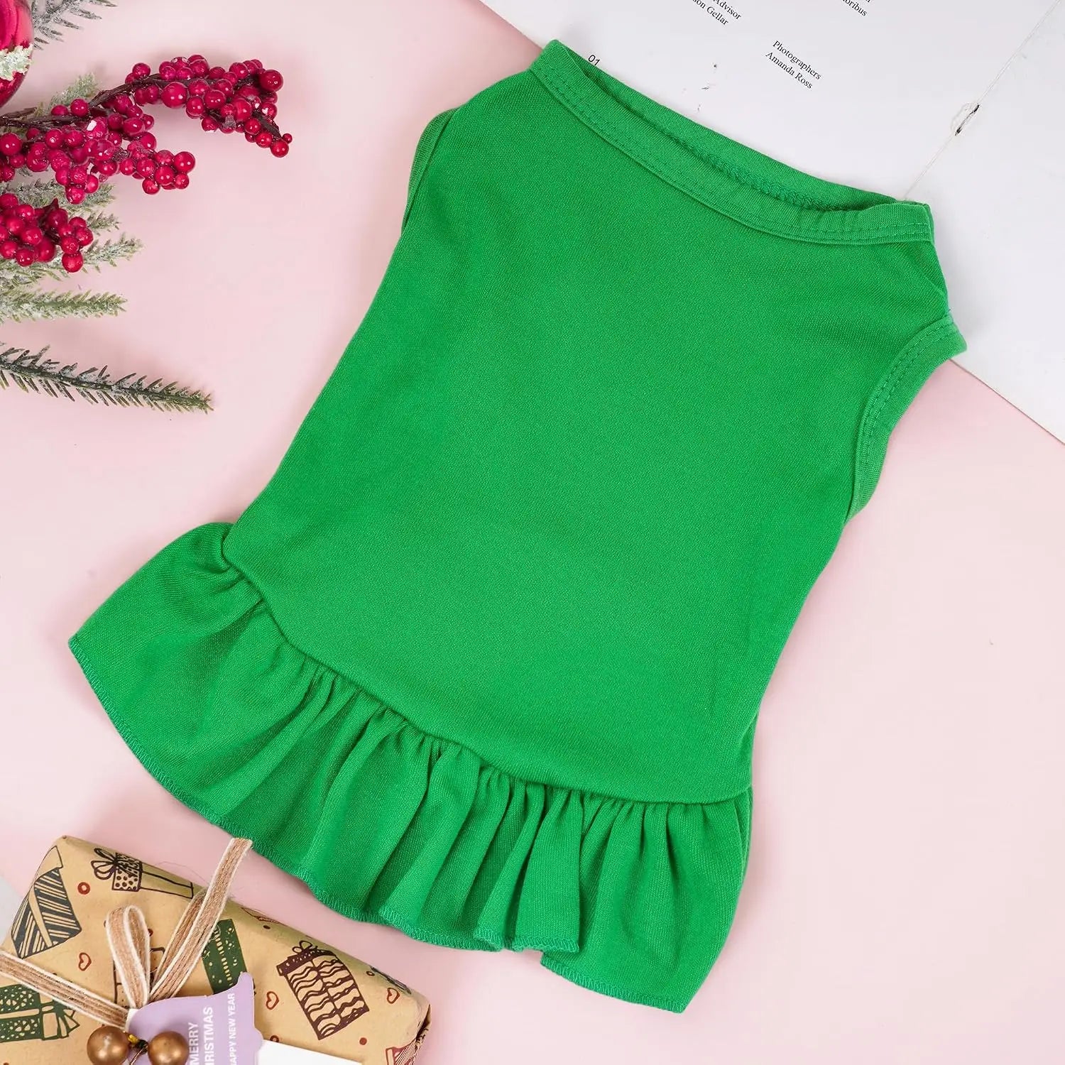 Sleeveless Solid Color Dog Dress for Small Dogs and Cats.