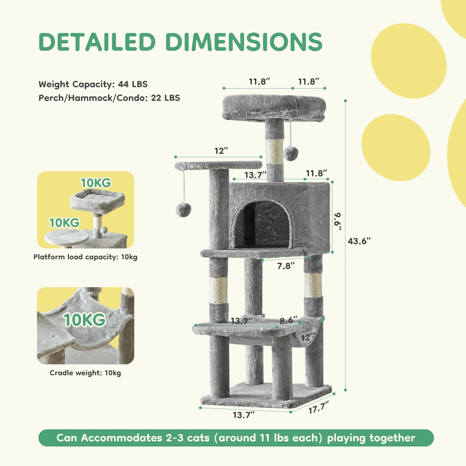 Cat Tree Tower for Pet Furniture, Scratching Posts, and House for Indoor Cats.