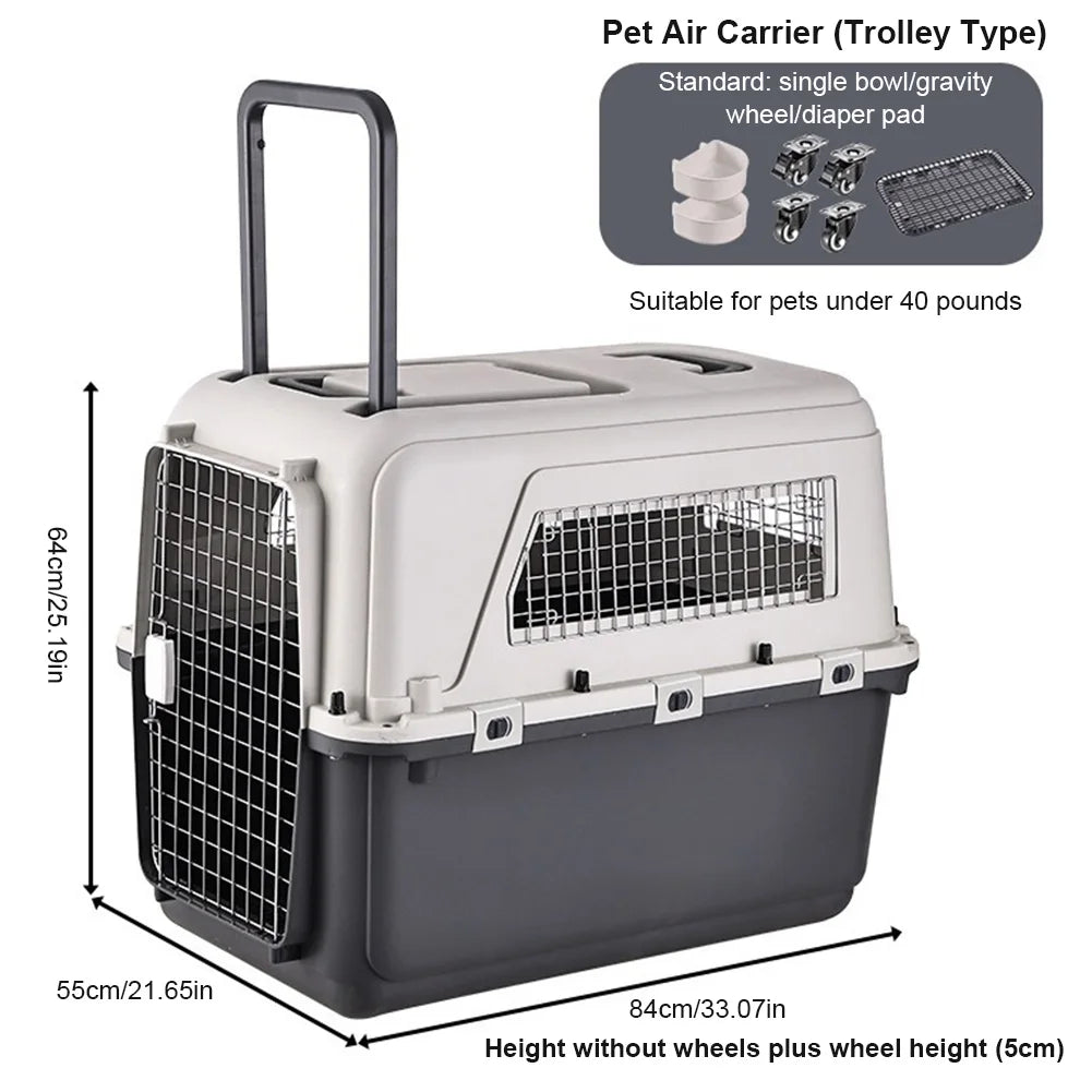 Pet Carrier with Wheels for Dogs. & Kittens and Puppies Airline Approved  Carrier Rolling Pet Carrier.