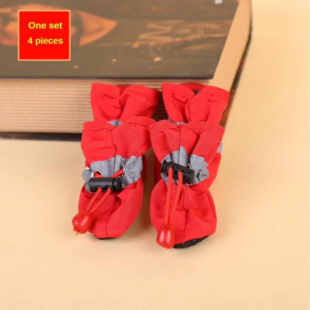 4pcs Water-Resistant Dog Shoes For Small Dogs,  Outdoor rain boots for dogs.