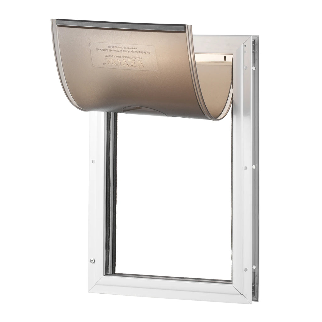 SucceBuy Pet Door Aluminum Frame with Lock and Flap System Weatherproof Doggy Door for Interior or Exterior.