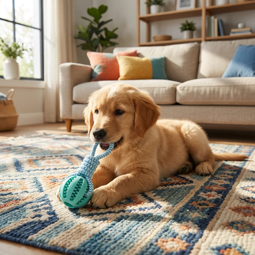 Cotton Rope & Rubber Chew Ball, Treat Dispenser and Teether.