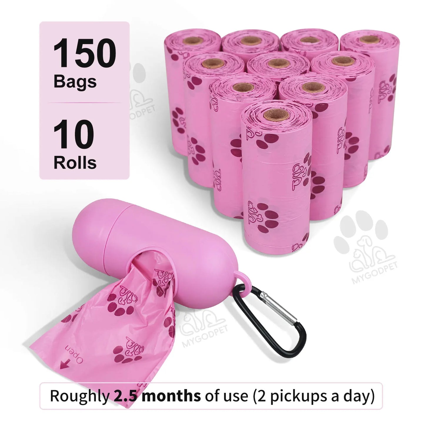 Dog Poop Bags Rolls with Dispenser 150 Count.