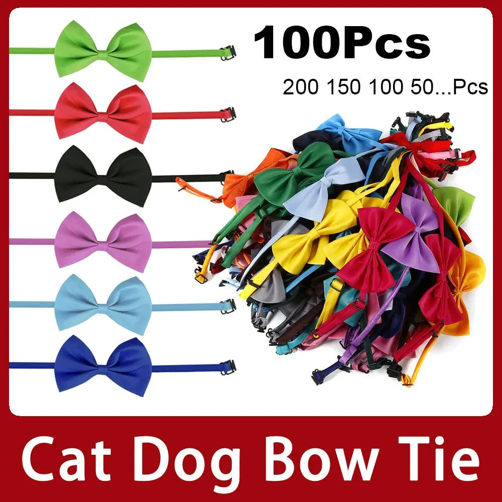 Adjustable Pet Bow Tie for Cats, Dogs, Puppies and Kittens.  Qty of 20, 50 100 150 or 200.