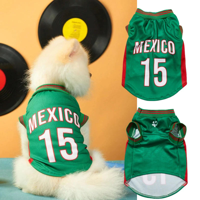 Summer Mesh Breathable Dog Sport Jersey Basketball T-Shirt.   Sizes Puppies to Large Dogs.