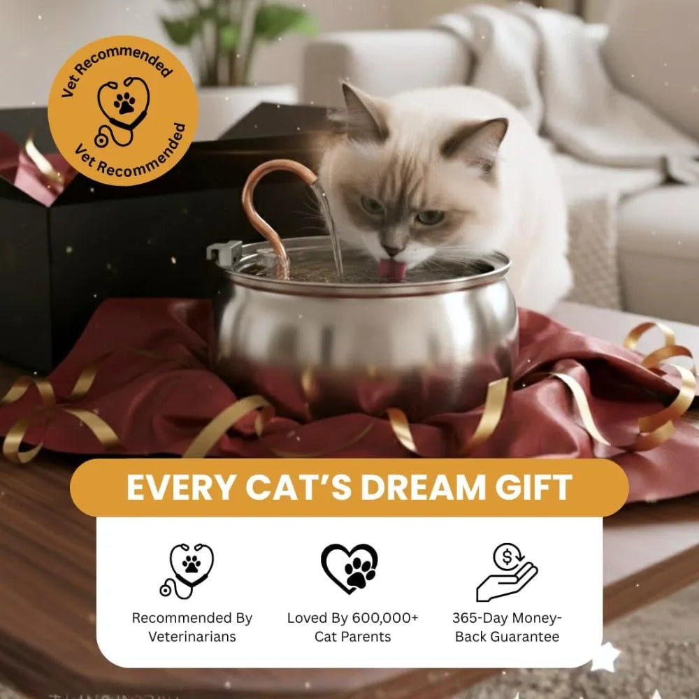 4L Stainless Steel Cat Water Fountain.