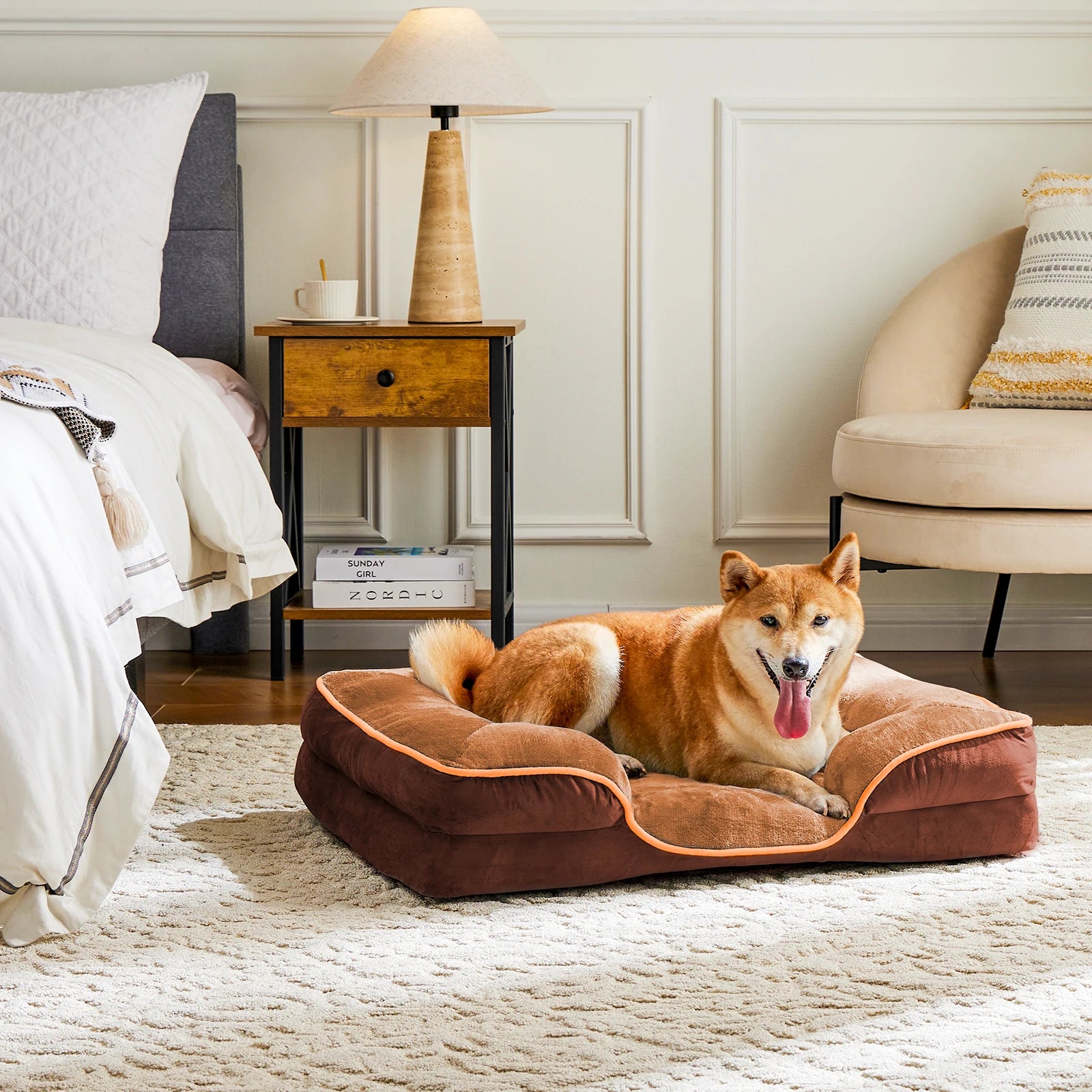 Orthopedic Dog Bed Memory Foam Pet Bed for Dogs & Cats with Washable Cover;  Non-Slip Base Waterproof Liner.