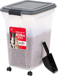 Dog Food Storage Container 40 lbs, Attachable Wheels & Scoop.