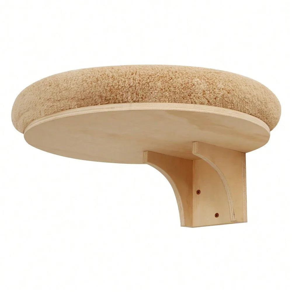 Cat Wall Mounted Wooden Climbing Ladder and Cat Hammock(extra) with Scratching Post and Perches.