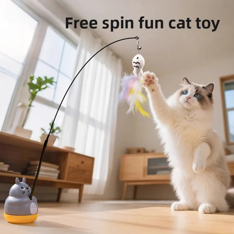 Funny Cat Stick with Steel Wire and Long Pole with Feather, Bells and Cat Teaser.