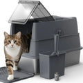 Stainless Steel Litter Box.  Enclosed Cat Litter Box with Lid for Big Cats.  High Sided Metal Litter Boxes.  100% Anti-Urine Leakage.