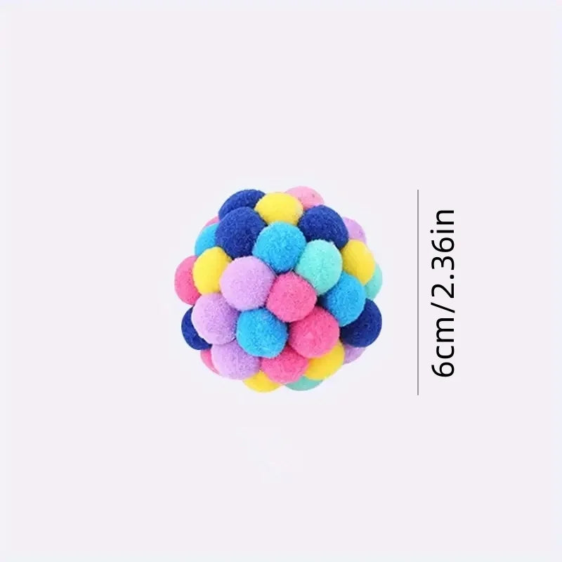 1/3 Total  Pieces of Cat Toys -  Plush Balls, Elastic Bell and Colorful Woolen Balls.