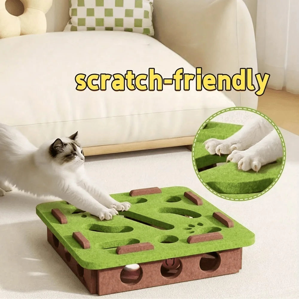 Interactive Cat Toy, Puzzle Toy With Maze Tunnel & Bell Ball.