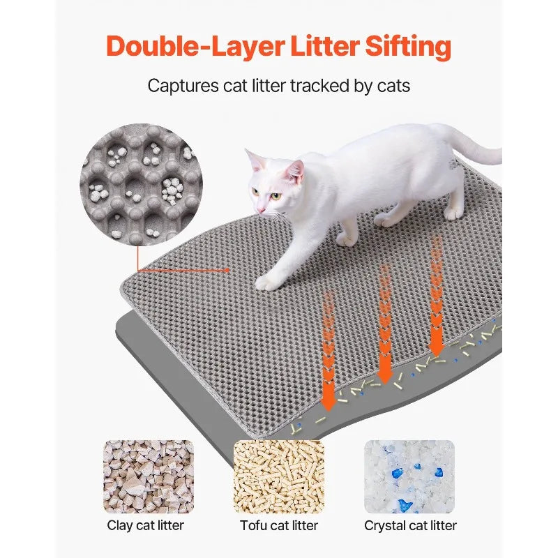Cat Litter Trapping Mat 30 x 24 in Double Layer Honeycomb Non-Slip & Urine-Proof.