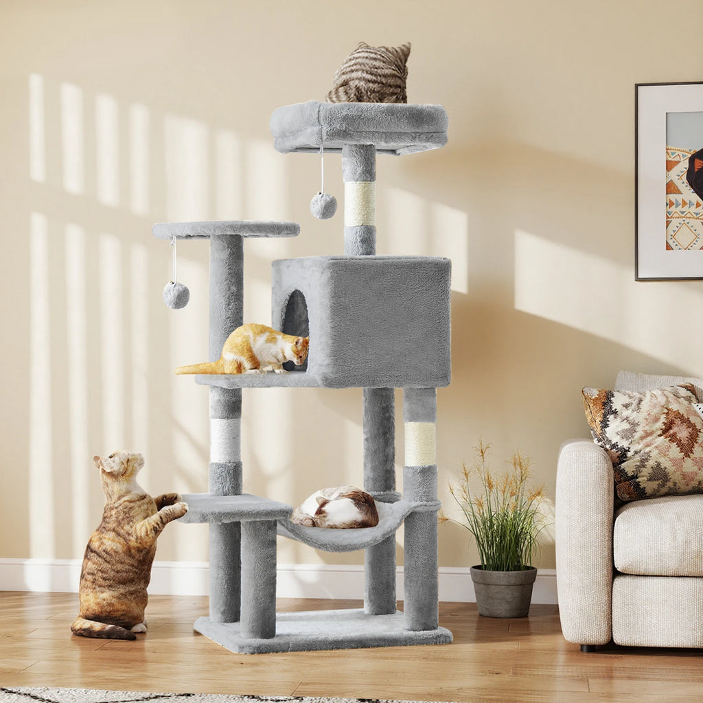 Cat Tree Tower for Pet Furniture, Scratching Posts, and House for Indoor Cats.