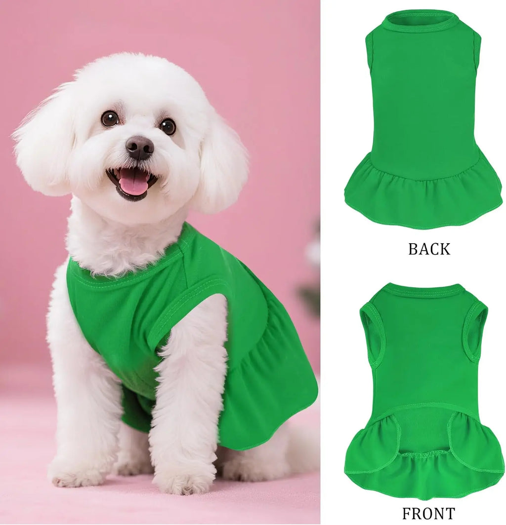 Sleeveless Solid Color Dog Dress for Small Dogs and Cats.