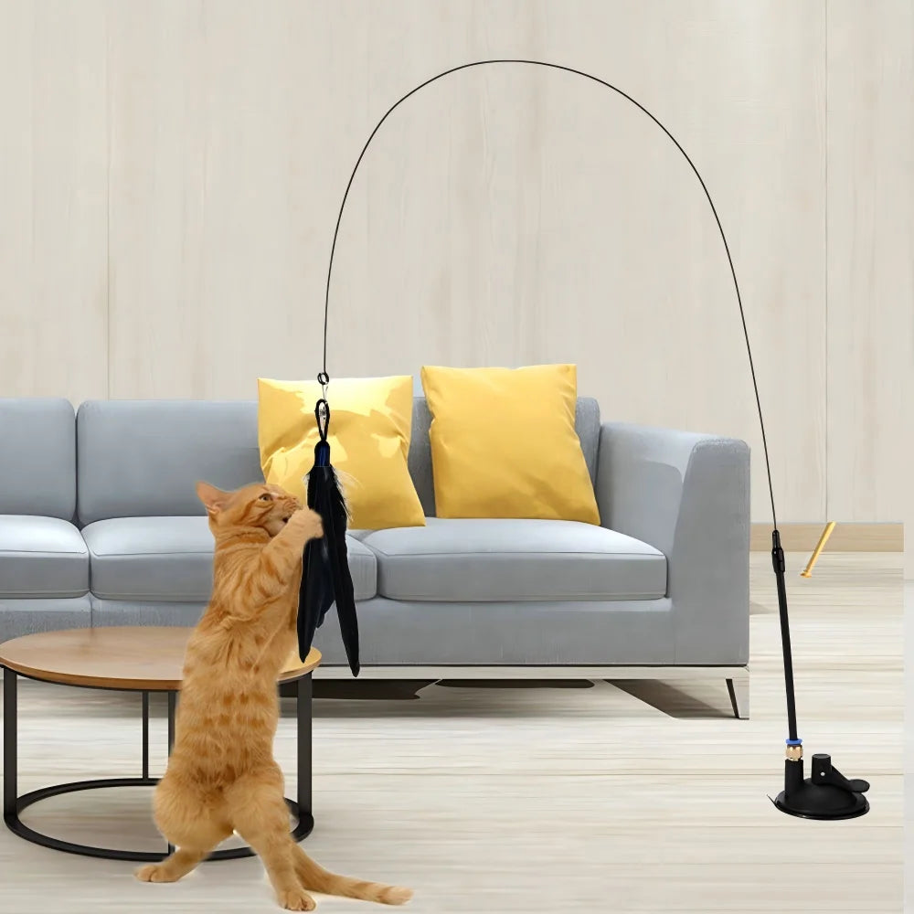 Strong Suction Cup Cat Interactive Wand Toy.