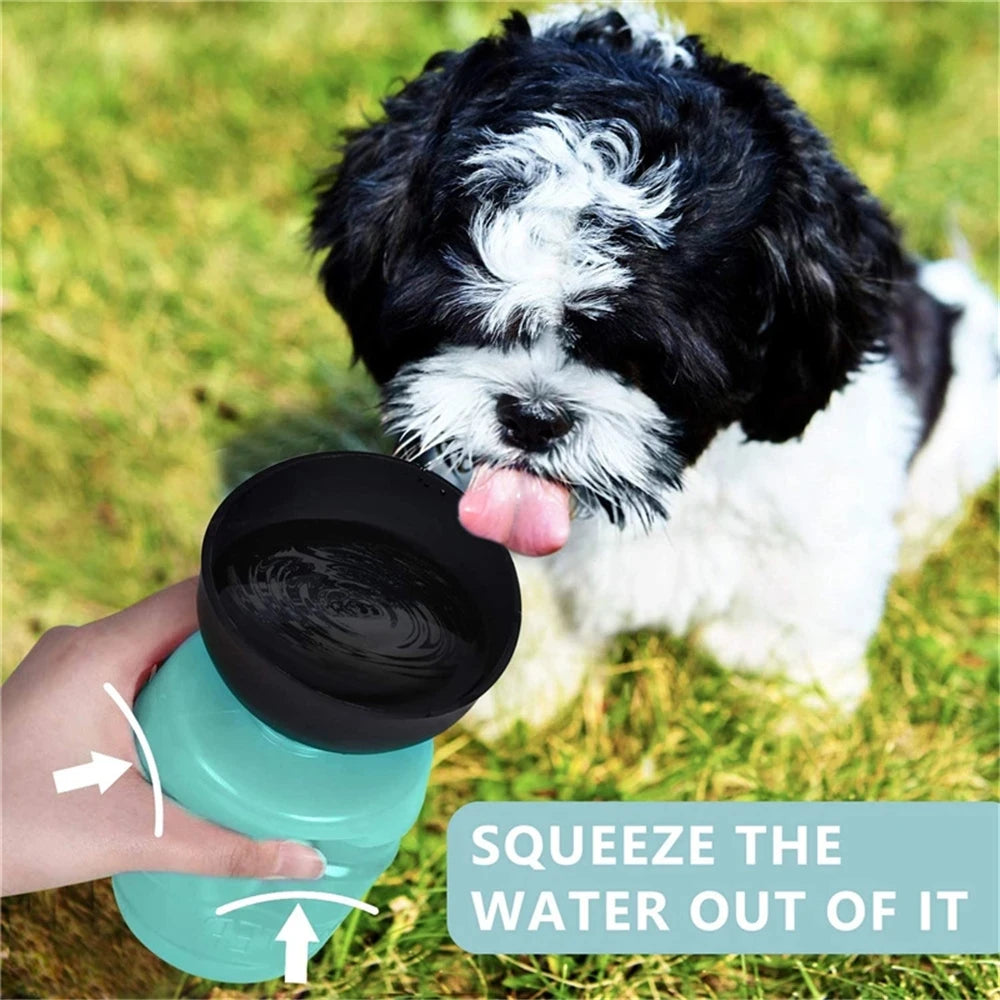 Portable Large (500 ml) Capacity Pet Outdoor Drinking Bowl.  Dog Water Bottle, Foldable Bowl, and Leak-Proof, Water Bowl.