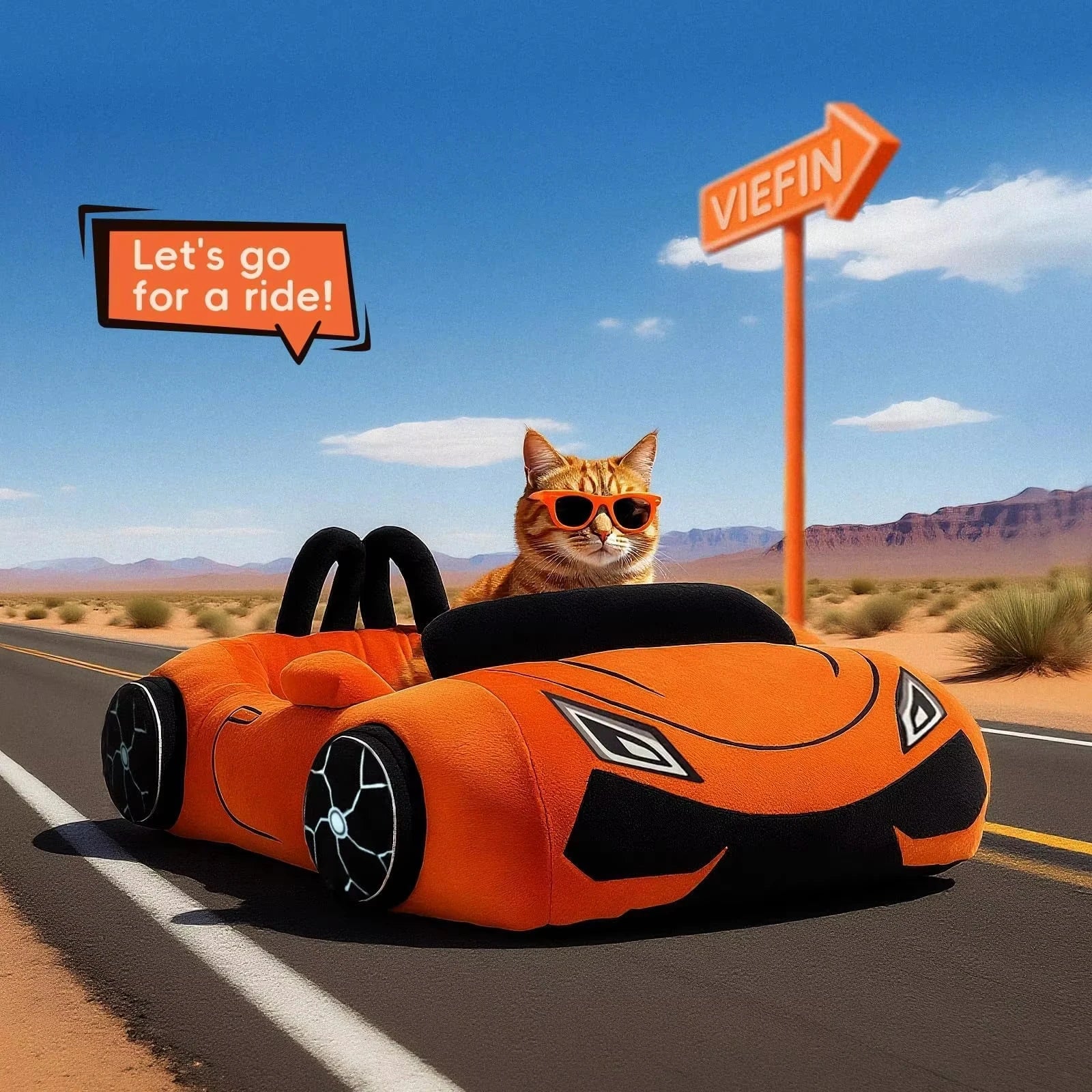 Cute Cat and Kitten Bed.  Soft,  Cozy,  Small Dog Bed with a Pillow and a Washable Pet Mat.  It's the  Puppy and Kitty Funny Supercar Cat Toys. For Pets under 30 lb.