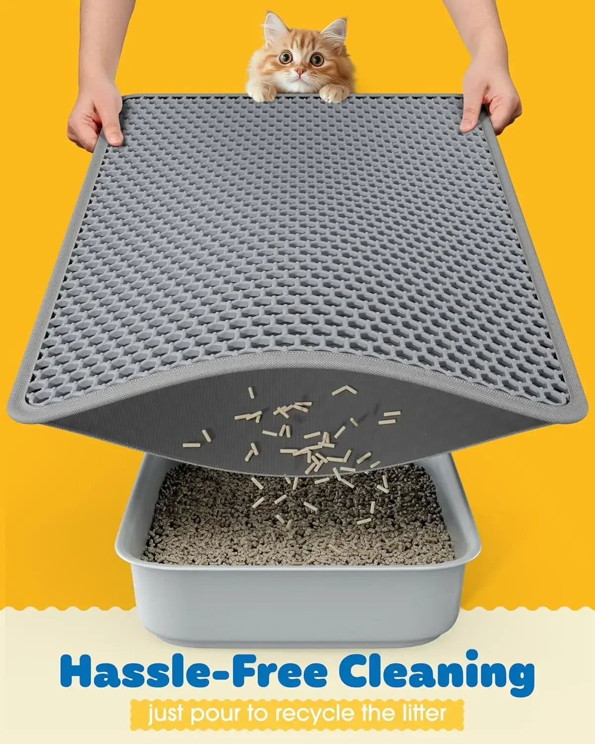 Ultra-Large Litter Box Mat with Double Layers.