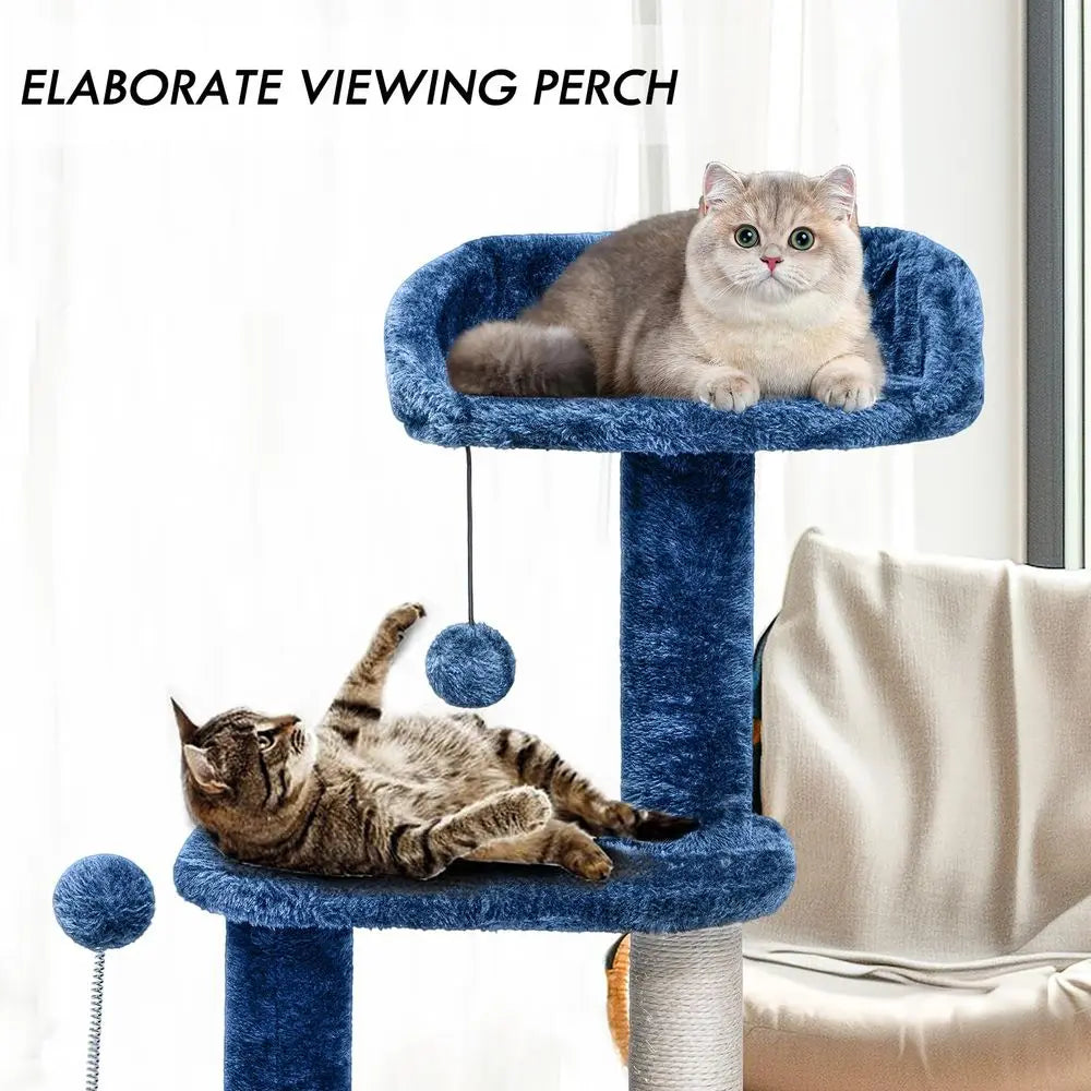 Small Blue Cat Tree for Kittens, 33.5 Condo with  Scratching Post.